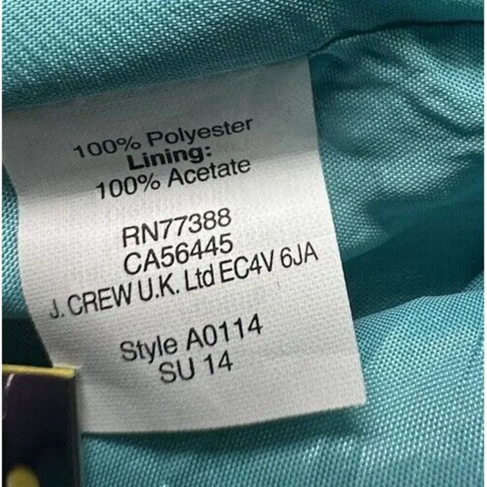 J. CREW Turquoise Sleeveless Ruched Crepe Tank‎ Dress Size 12 Outdoors, Brunch
